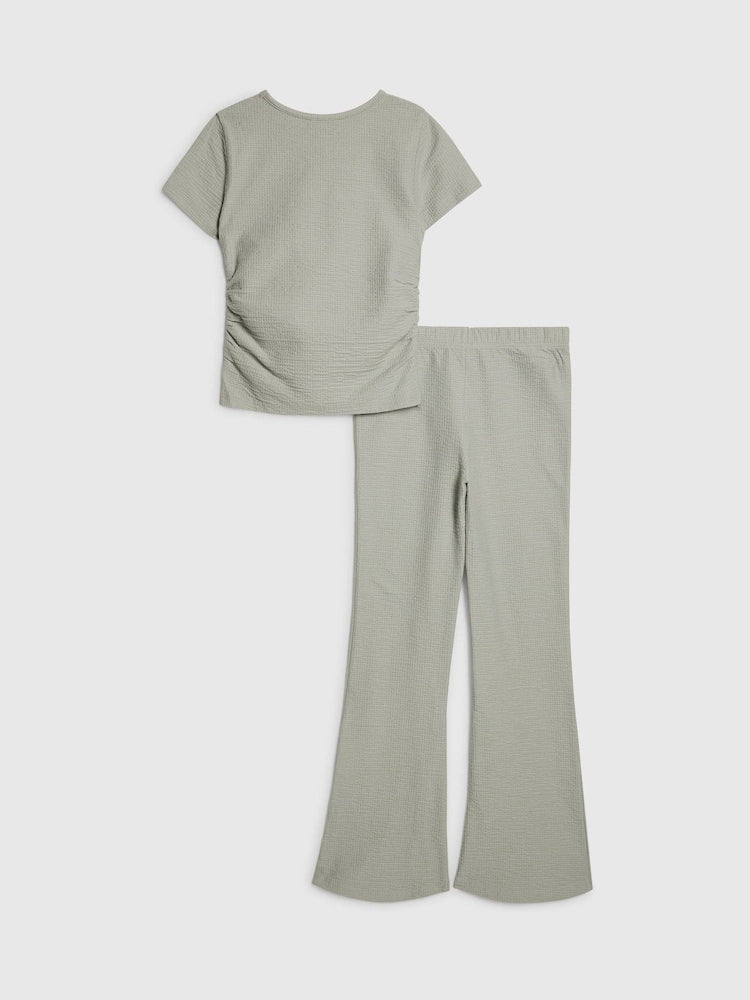 River Island Green Texture Baby T-Shirt &amp; Kickflare Set