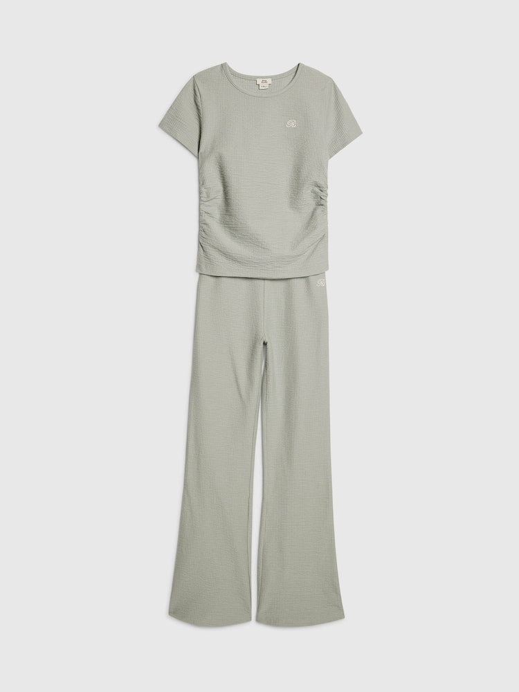 River Island Green Texture Baby T-Shirt &amp; Kickflare Set