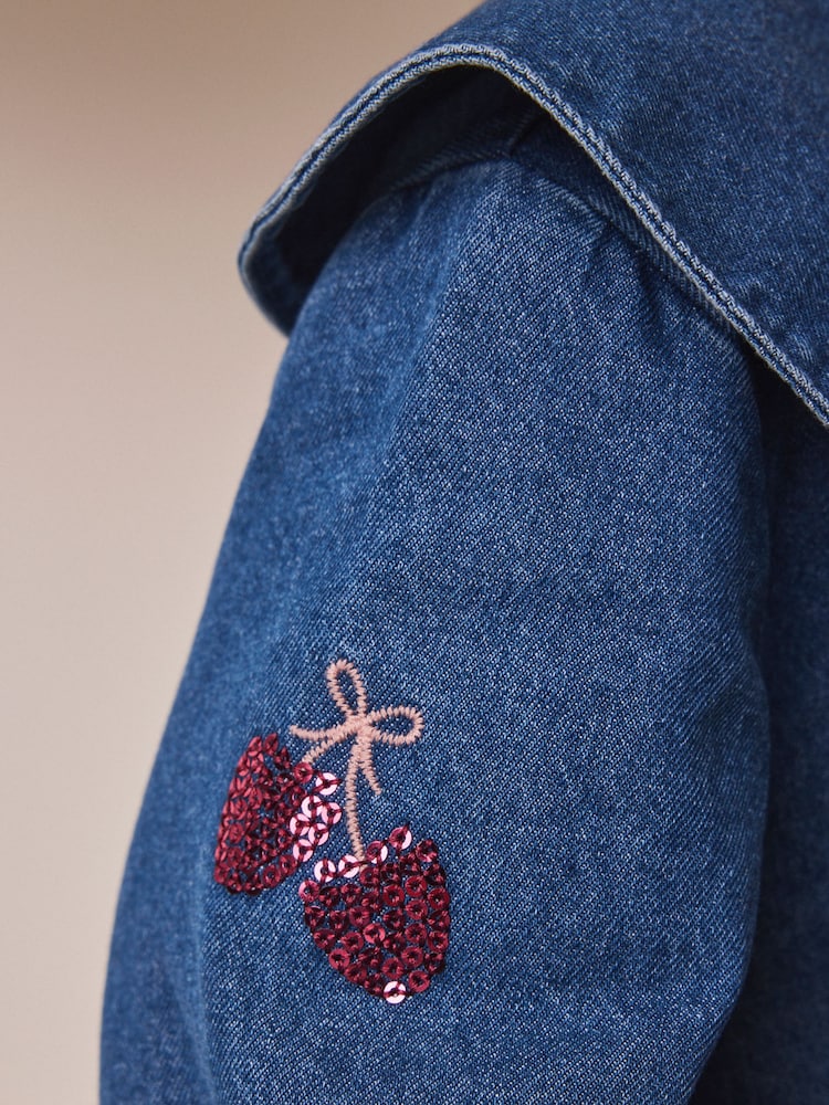 Blue Cherry Sequin Denim