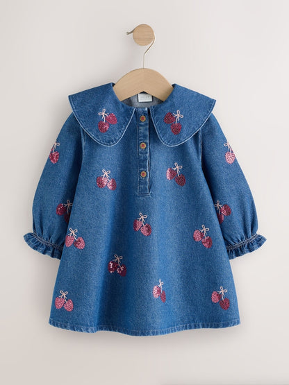 Blue Cherry Sequin Denim