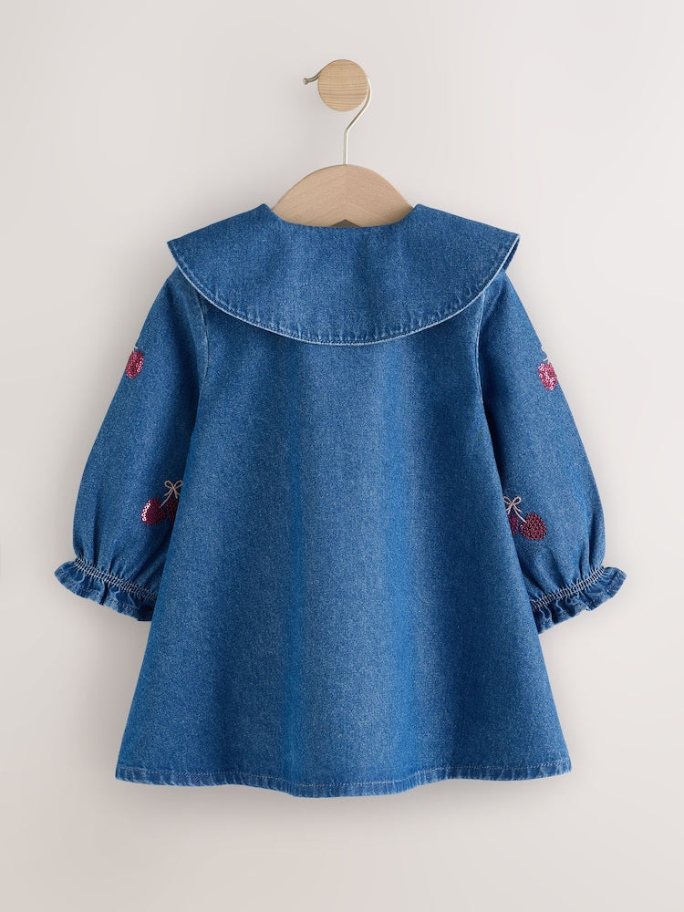 Blue Cherry Sequin Denim