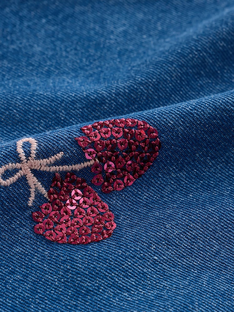 Blue Cherry Sequin Denim
