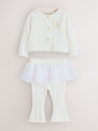 Baker by Ted Baker Cream 2 Piece Mesh Tutu Top &amp; Flare Leggings Set