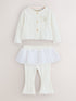 Baker by Ted Baker Cream 2 Piece Mesh Tutu Top & Flare Leggings Set