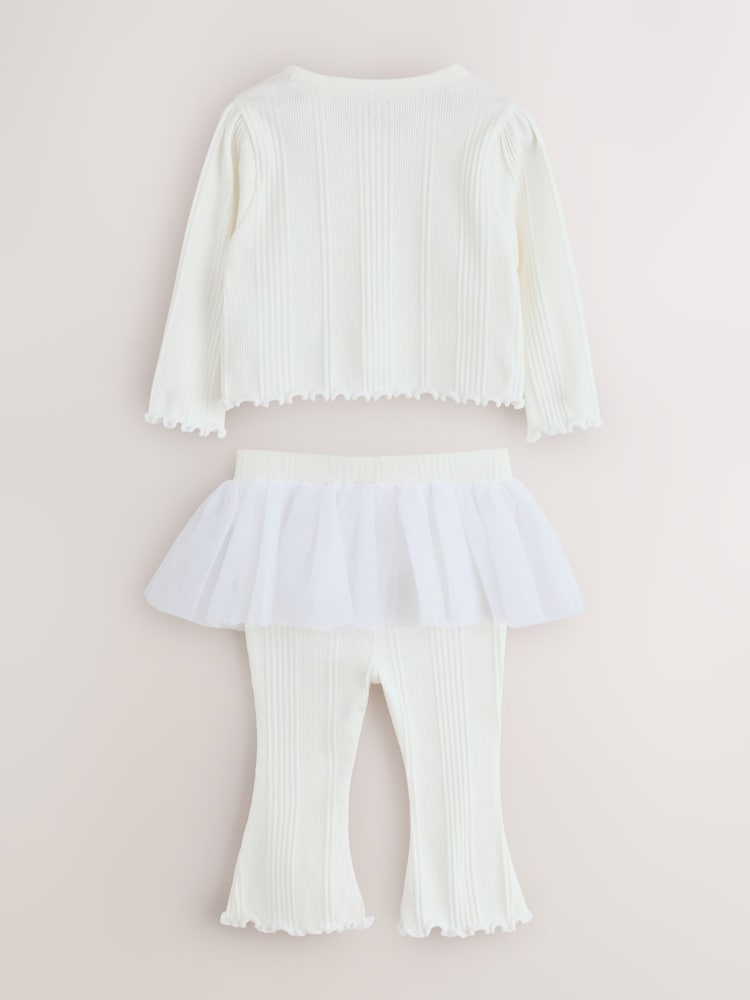 Baker by Ted Baker Cream 2 Piece Mesh Tutu Top &amp; Flare Leggings Set