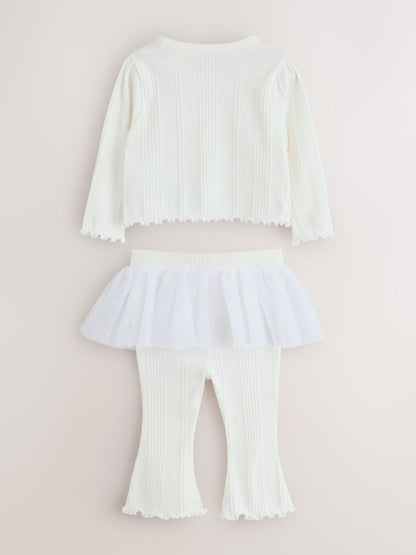 Baker by Ted Baker Cream 2 Piece Mesh Tutu Top &amp; Flare Leggings Set