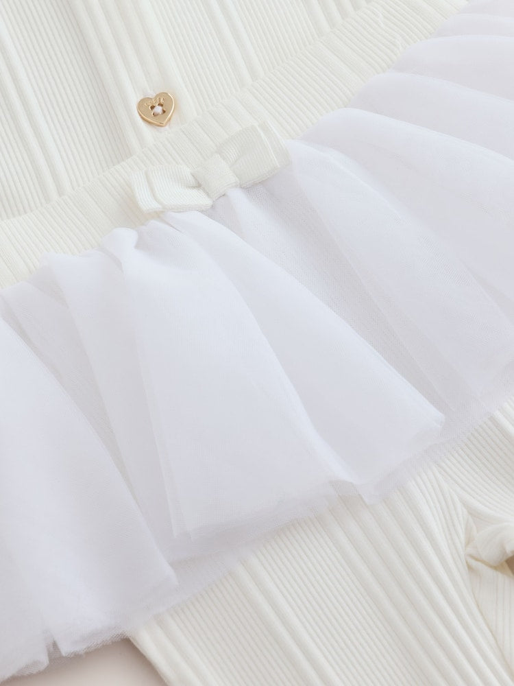 Baker by Ted Baker Cream 2 Piece Mesh Tutu Top &amp; Flare Leggings Set