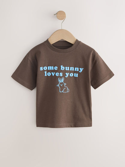 Brown Bunny Short Sleeve Easter Graphic T-Shirt (3mths-7yrs) - Brown Bunny / 12-18 Months (80-86cm)