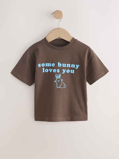 Brown Bunny Short Sleeve Easter Graphic T-Shirt (3mths-7yrs) - Size 3-6 Months (62-68cm) - Default 1