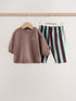 Brown/Blue Sweat Top and Trousers Baby Set (0mths-2yrs) - Brown/Blue / Up to 1 Month (50-56cm)