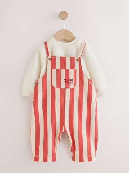 Red Baby Twill Dungarees and Bodysuit Set (0mths-2yrs) - Red / 12 - 18 Months (80 - 86cm)