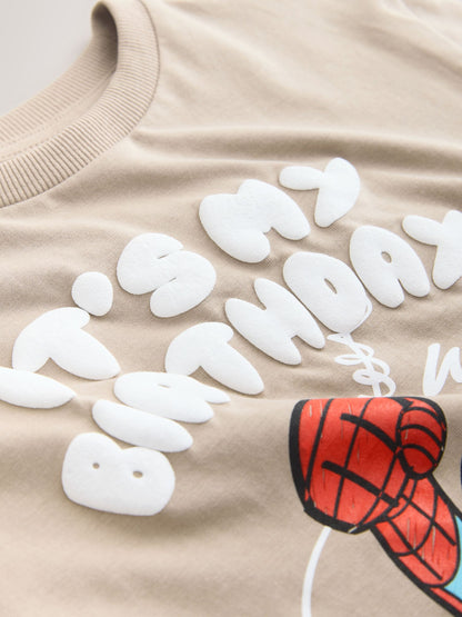 Tan Brown Marvel Short Sleeve Cotton T-Shirt (3mths-8yrs) - Size 12-18 Months (80-86cm)