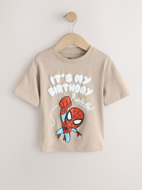 Tan Brown Marvel Short Sleeve Cotton T-Shirt (3mths-8yrs) - Size 12-18 Months (80-86cm)