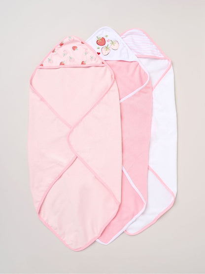 Rock-A-Bye Baby Boutique Pink Hooded Towels And Wash Cloth Set 3 Pack - Size One