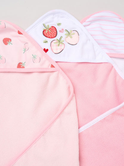 Rock-A-Bye Baby Boutique Pink Hooded Towels And Wash Cloth Set 3 Pack - Size One