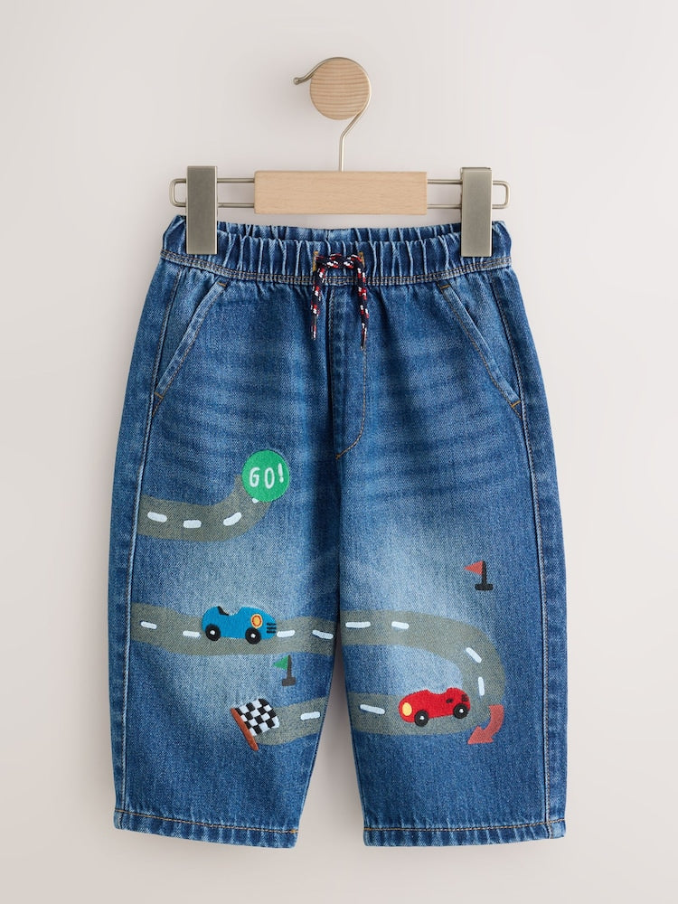 Mid Blue Denim Car Wide Fit Jeans (3mths-7yrs)
