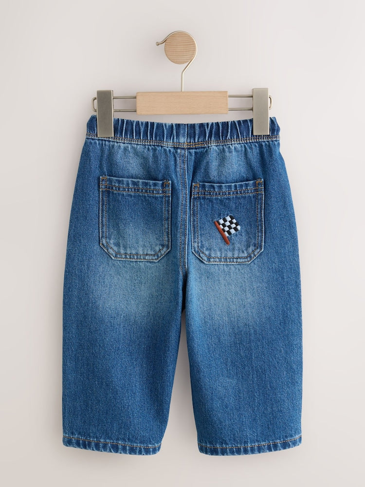 Mid Blue Denim Car Wide Fit