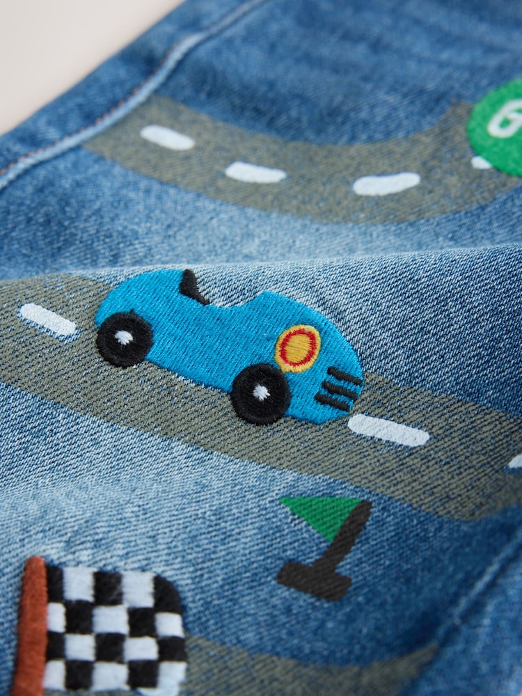 Mid Blue Denim Car Wide Fit
