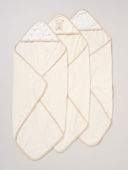 Rock-A-Bye Baby Boutique Brown Hooded Towels And Wash Cloth Set 3 Pack - Size One