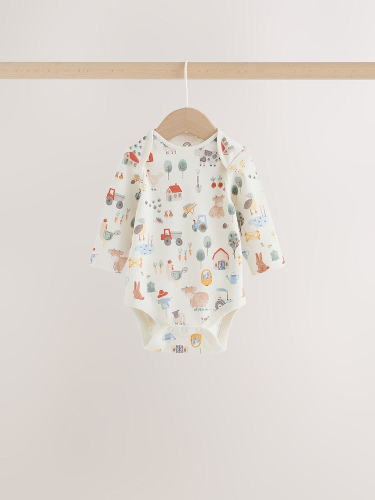 Neutral Hamish Long Sleeve Bodysuits 5 Pack
