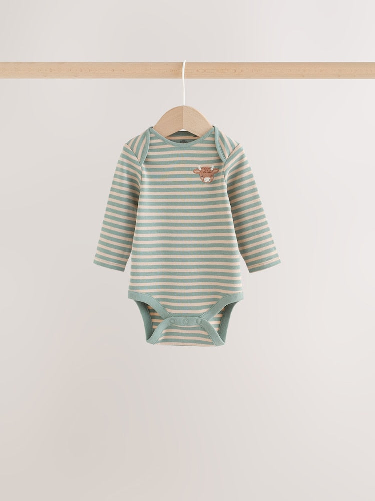 Neutral Hamish Long Sleeve Bodysuits 5 Pack