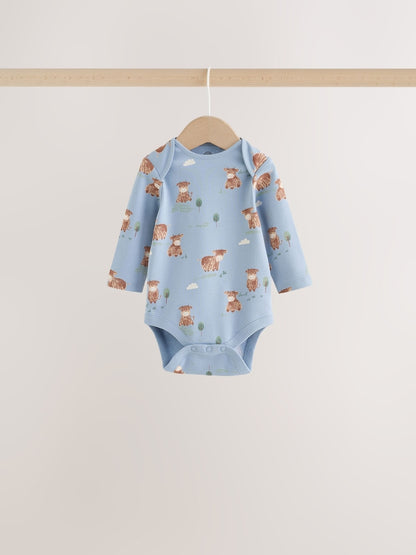 Neutral Hamish Long Sleeve Bodysuits 5 Pack