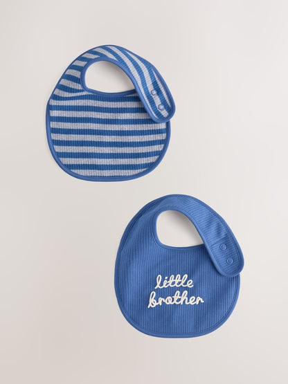 Blue Little Brother Baby Bibs 2 Pack - Blue Little Brother / Up to 1 Month (50-56cm)