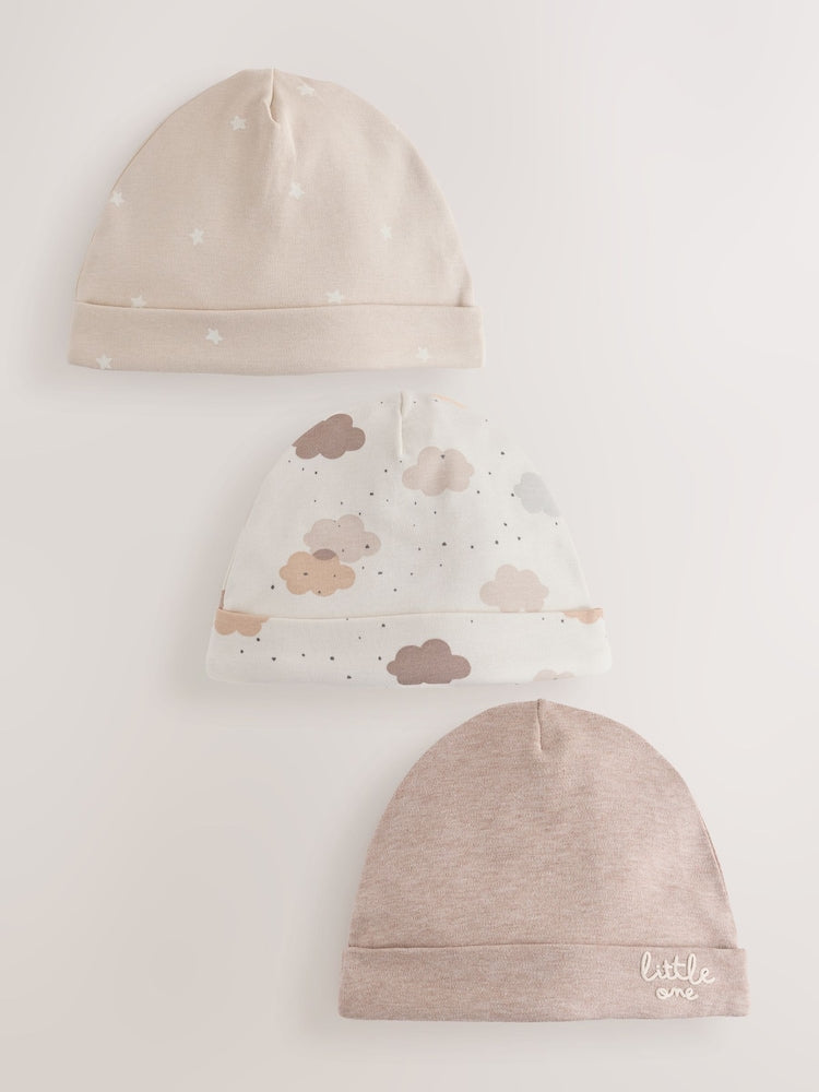 Neutral Baby Beanies 3 Pack (0-12mths) - Neutral / Up To 3 Months (50 - 62cm)