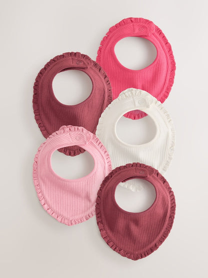 Red/Pink Baby Dribble Bibs 5 Pack - Red/Pink / Up to 1 Month (50-56cm)