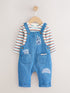 Blue Milk Club Denim Dungaree and Textured Bodysuit Baby Set (0mths-2yrs) - Blue Milk Club / Up to 1 Month (50-56cm)