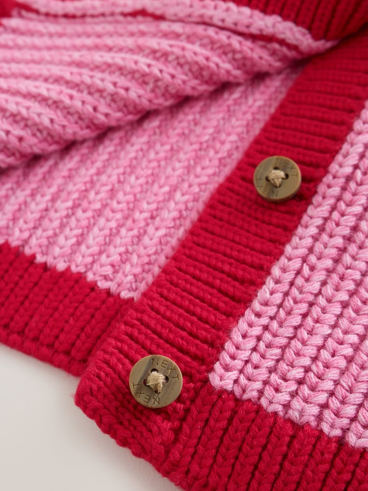 Pink and Red My First Christmas Baby Cardigan (0-18mths)