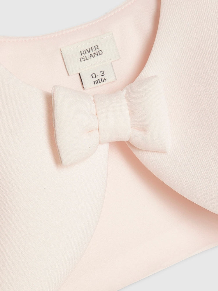 River Island Pink Bear Bow Floral Scuba Dress