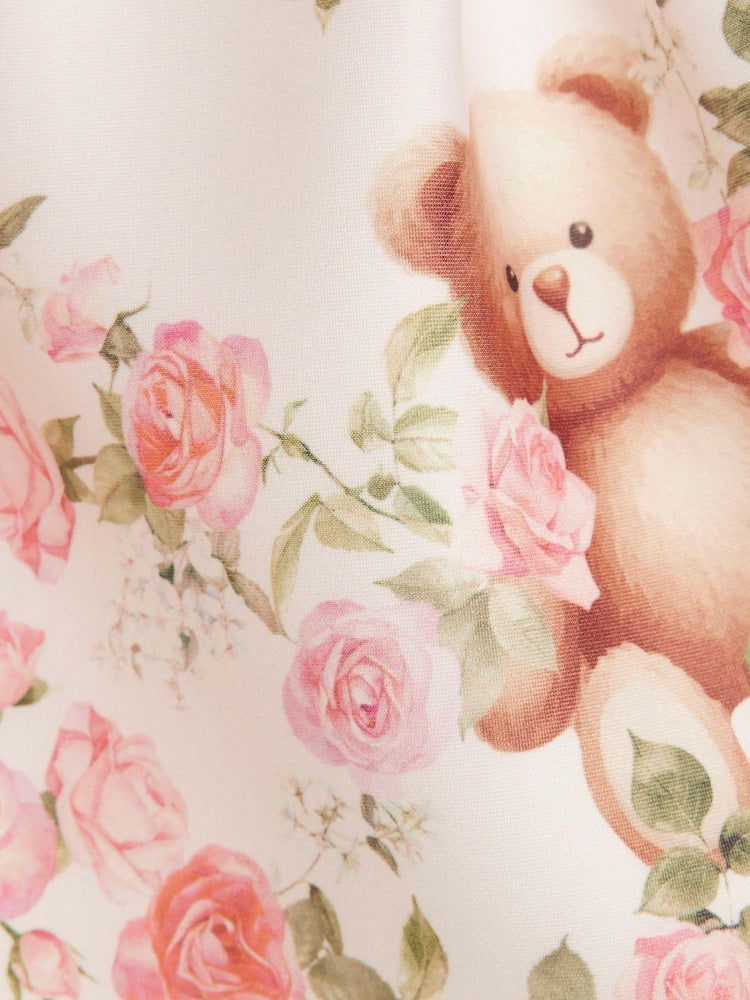 River Island Pink Bear Bow Floral Scuba Dress