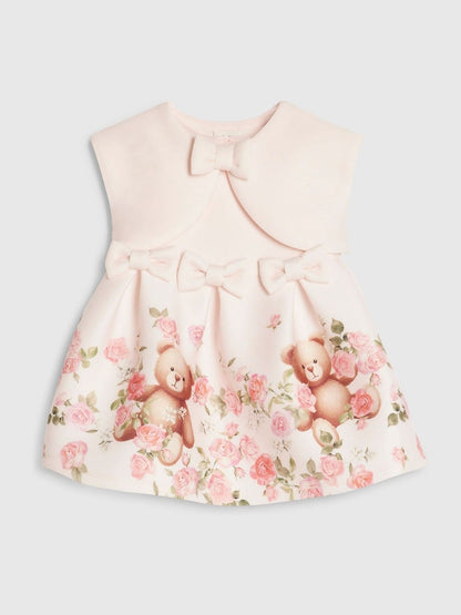 River Island Pink Bear Bow Floral Scuba Dress