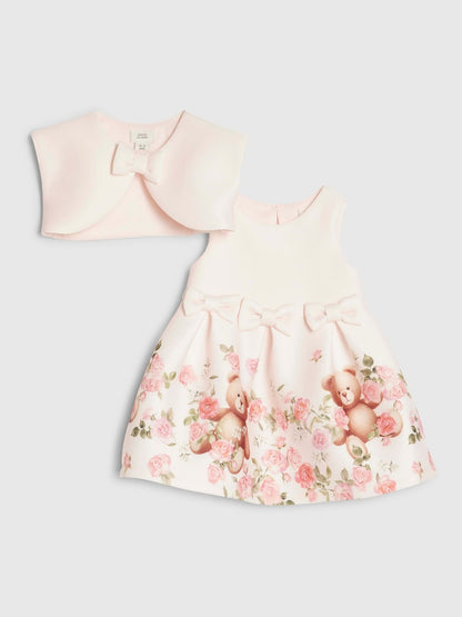 River Island Pink Bear Bow Floral Scuba Dress