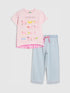 River Island Pink Abbie Rosie Cat Top & Pull On Joggers Set - Size 12-18 Months (80-86cm) - River Island Pink Abbie Rosie Cat