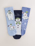 The Snowman and the Snowdog Cotton Rich License Socks 3 Pack - Size 0-2.5 Jnr