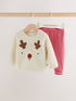 Neutral Reindeer Baby Fleece Top and Leggings Set (0mths-2yrs) - Neutral Reindeer / 12 - 18 Months (80 - 86cm)
