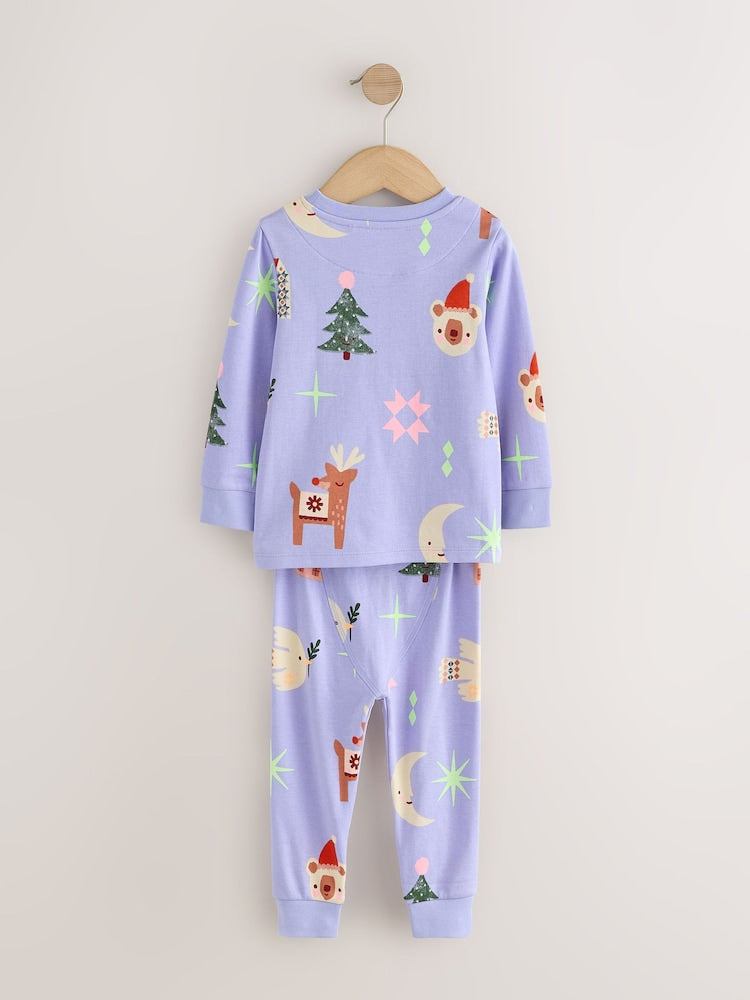 Lilac Purple Christmas Snuggle Pyjamas Set (9mths-12yrs)