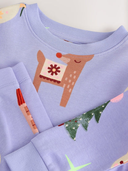 Lilac Purple Christmas Snuggle Pyjamas Set (9mths-12yrs)