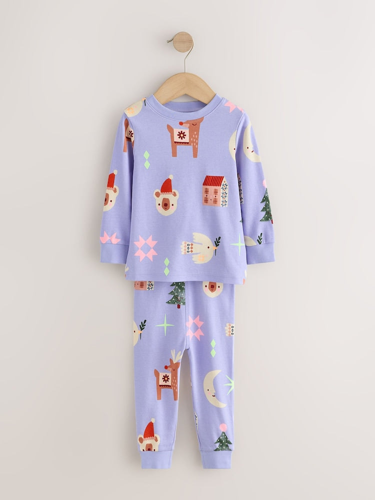 Lilac Purple Christmas Snuggle Pyjamas Set (9mths-12yrs)
