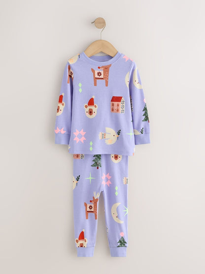 Lilac Purple Christmas Snuggle Pyjamas Set (9mths-12yrs)