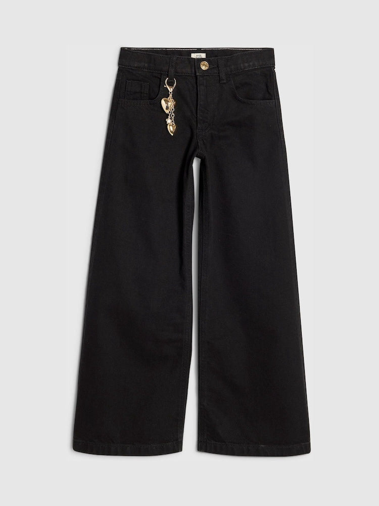 River Island Black Wide Fit Clean Jeans
