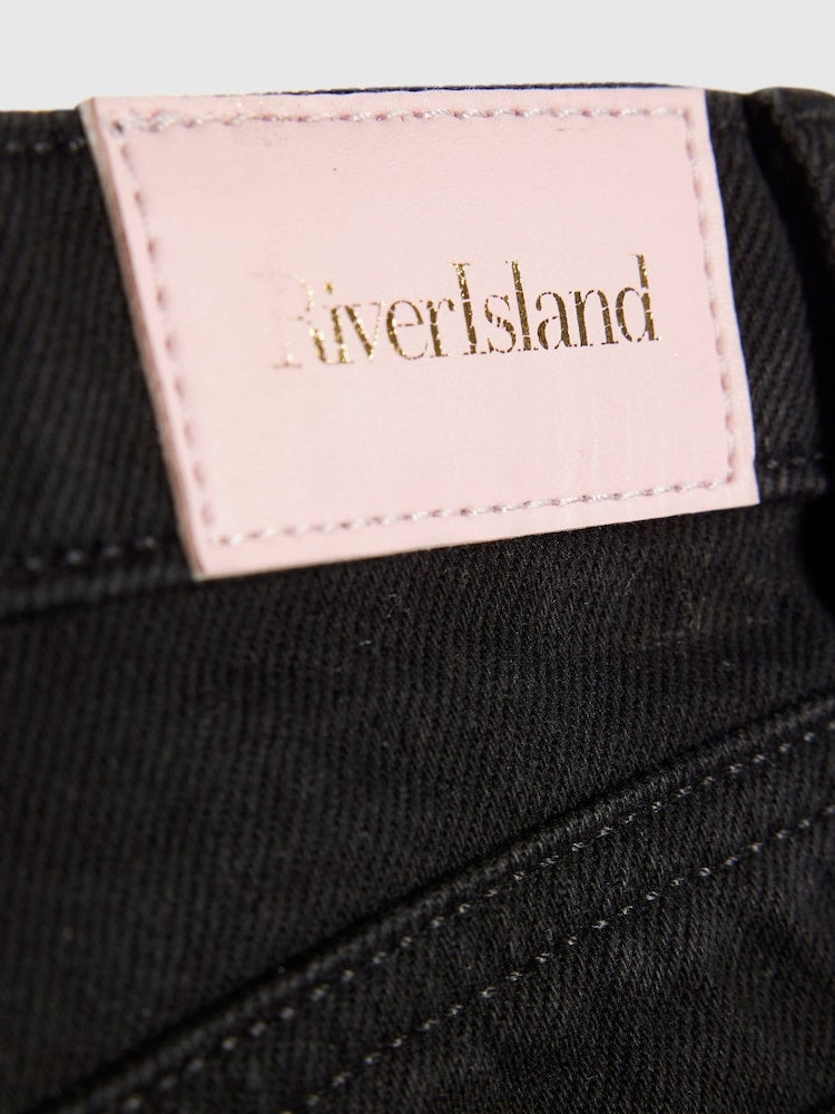 River Island Black Wide Fit Clean Jeans