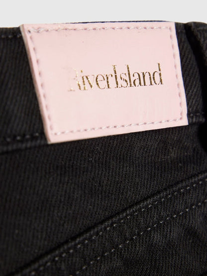 River Island Black Wide Fit Clean Jeans