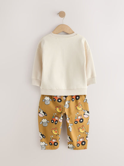 Farm Tan Brown Long Sleeve Top and Trousers Set (3mths-7yrs)