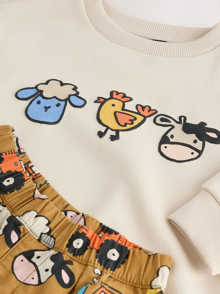 Farm Tan Brown Long Sleeve Top and Trousers Set (3mths-7yrs)