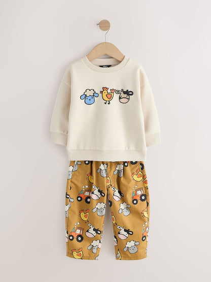 Farm Tan Brown Long Sleeve Top and Trousers Set (3mths-7yrs)