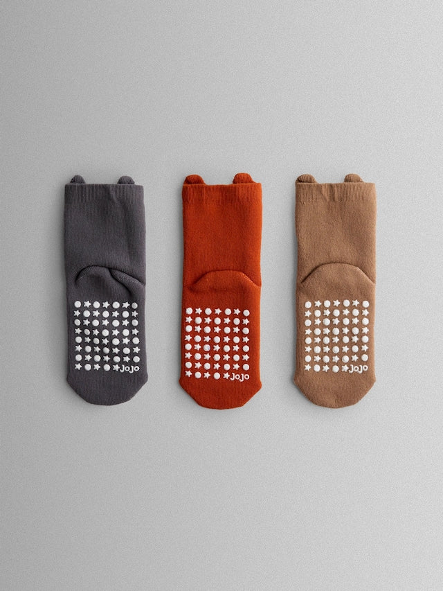JoJo Maman Bébé Animal Print 3-Pack Woodland Extra Thick Socks - Size Up To 6 Months (50 - 68cm)