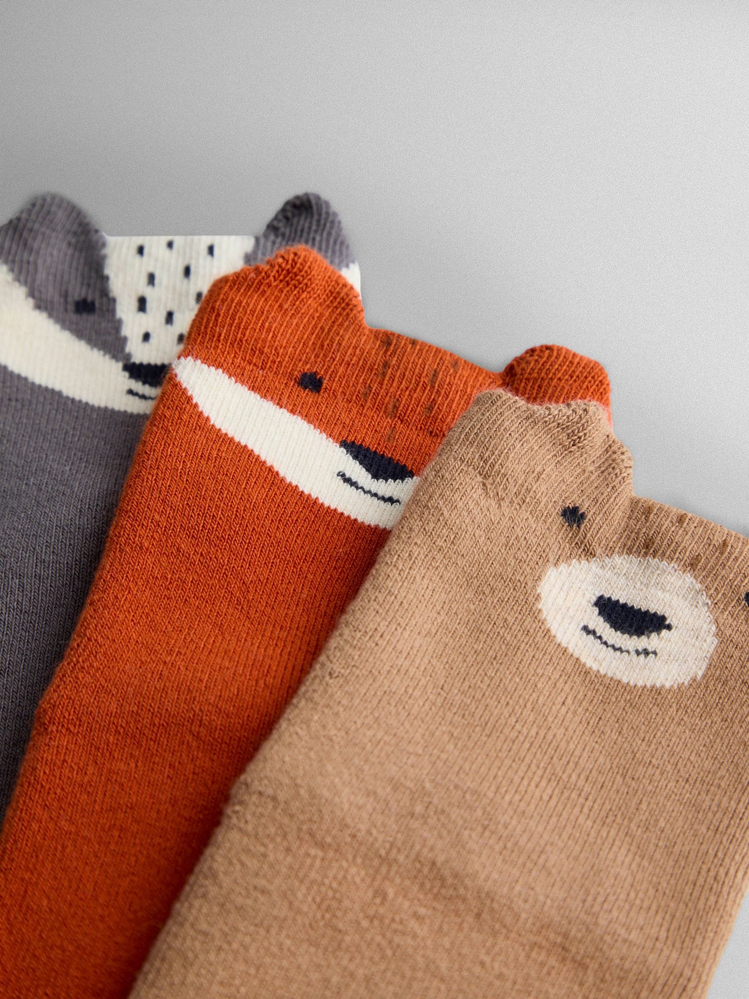 JoJo Maman Bébé Animal Print 3-Pack Woodland Extra Thick Socks - Size Up To 6 Months (50 - 68cm)